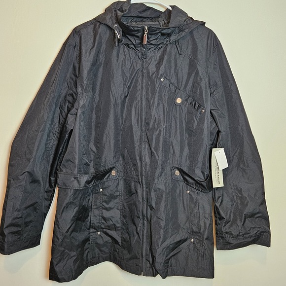 Weather Tamer Jackets & Blazers - Weather Tamer Women's 2X Black Hooded Rain Jacket NWT Lightweight Windbreaker...